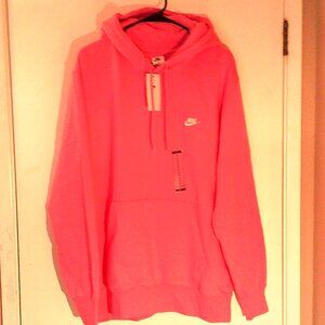 NEW NIKE NSW "Club Embroidered Logo Fleece Hoodie" MEN'S PINK P/O XL FN3859-684